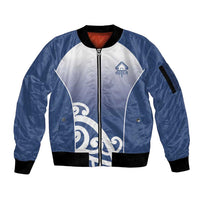 Custom New Zealand Aotea College Sleeve Zip Bomber Jacket Maori Koru Pattern