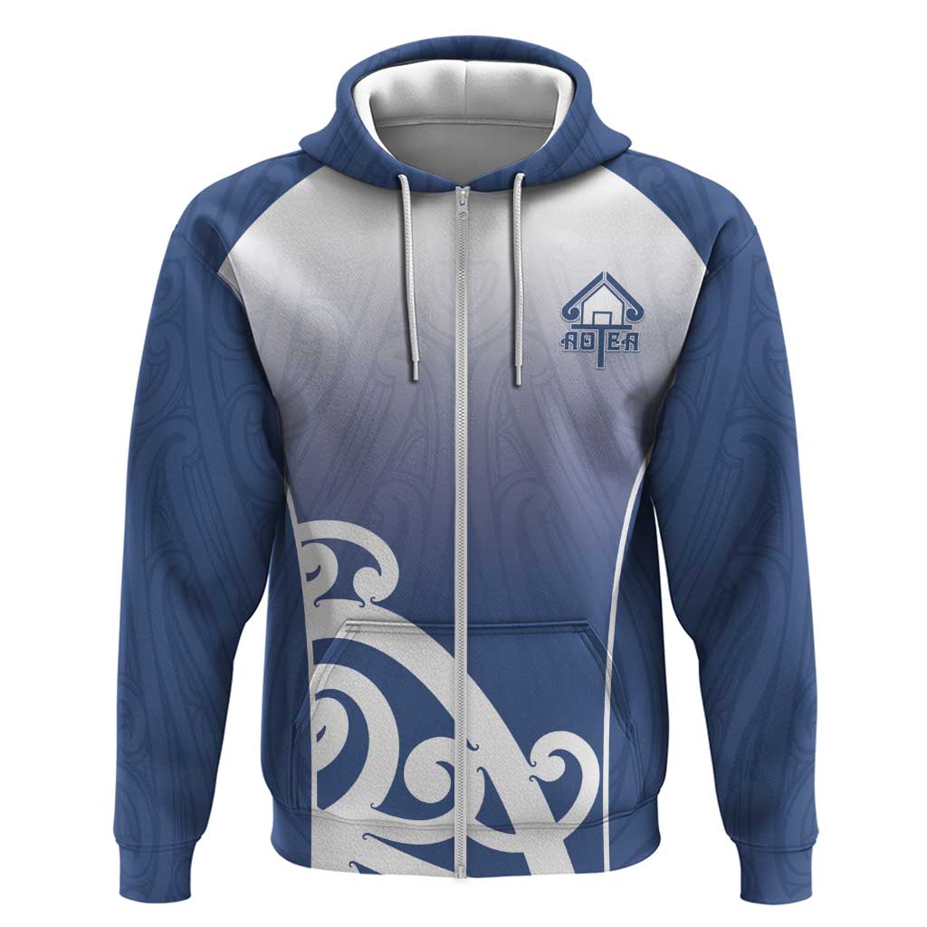 Custom New Zealand Aotea College Zip Hoodie Maori Koru Pattern LT05 Zip Hoodie Blue - Polynesian Pride
