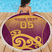 Custom Waiuku College Beach Blanket Maori Koru Pattern
