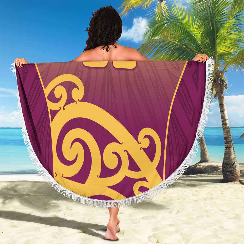 Custom Waiuku College Beach Blanket Maori Koru Pattern