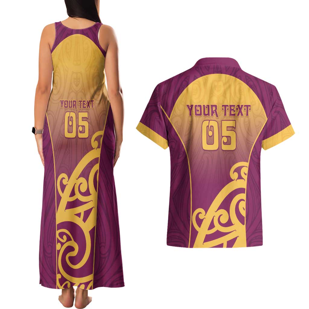 Custom Waiuku College Couples Matching Tank Maxi Dress and Hawaiian Shirt Maori Koru Pattern LT05 - Polynesian Pride