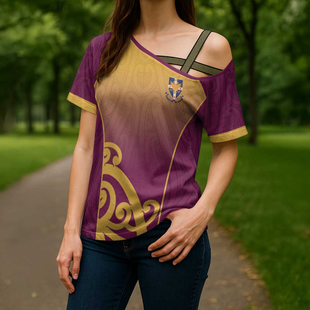 Custom Waiuku College Cross Shoulder Shirt Maori Koru Pattern