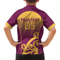 Custom Waiuku College Family Matching Short Sleeve Bodycon Dress and Hawaiian Shirt Maori Koru Pattern