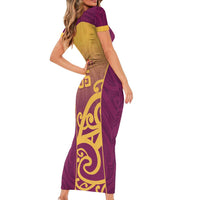 Custom Waiuku College Family Matching Short Sleeve Bodycon Dress and Hawaiian Shirt Maori Koru Pattern