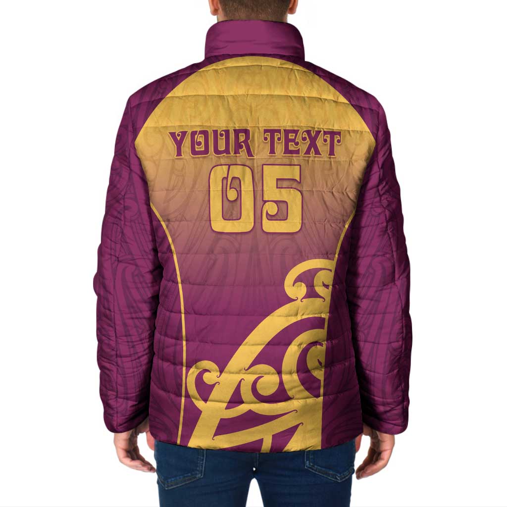 Custom Waiuku College Padded Jacket Maori Koru Pattern