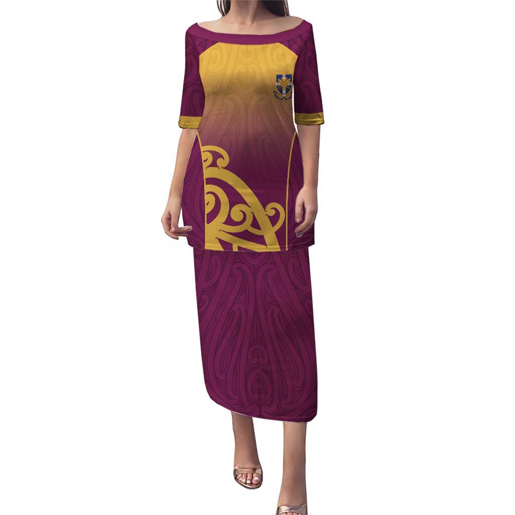 Custom Waiuku College Puletasi Maori Koru Pattern