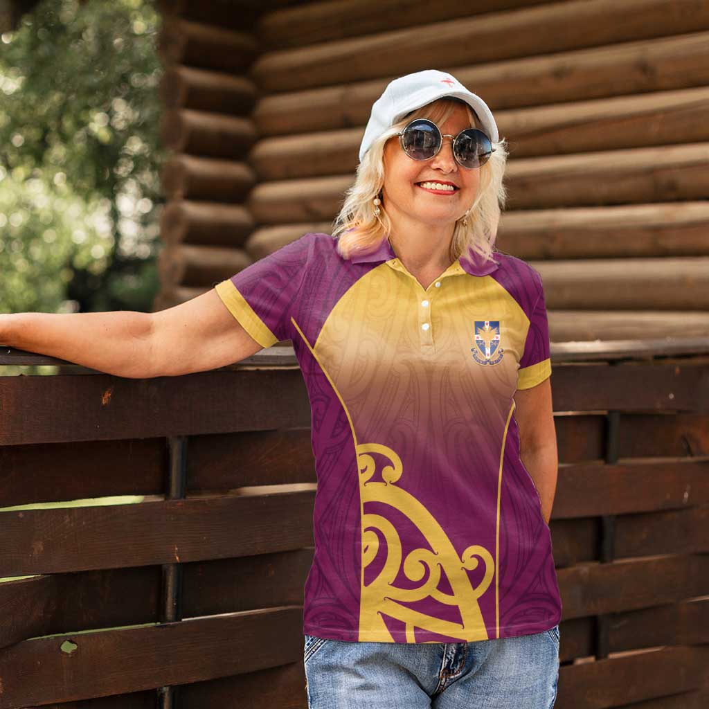 Custom Waiuku College Women Polo Shirt Maori Koru Pattern