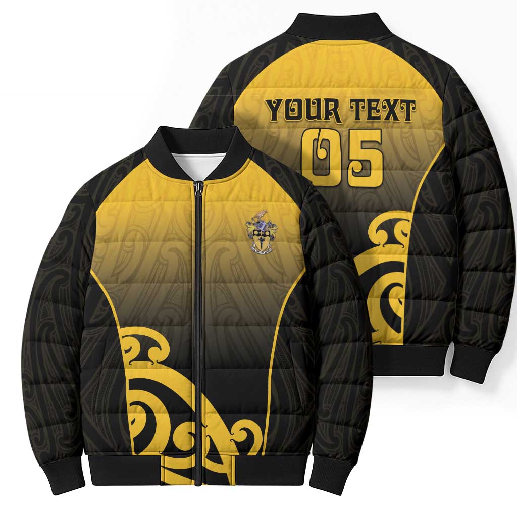 Custom Motueka High School Bomber Puffer Jacket Maori Koru Pattern