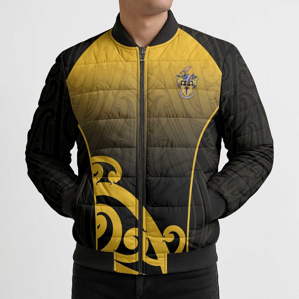 Custom Motueka High School Bomber Puffer Jacket Maori Koru Pattern