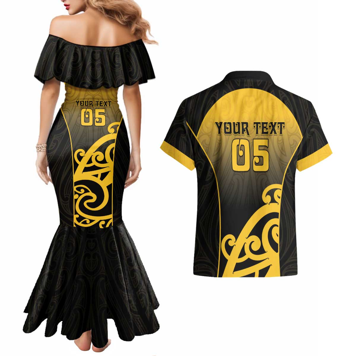Custom Motueka High School Couples Matching Mermaid Dress and Hawaiian Shirt Maori Koru Pattern LT05 - Polynesian Pride