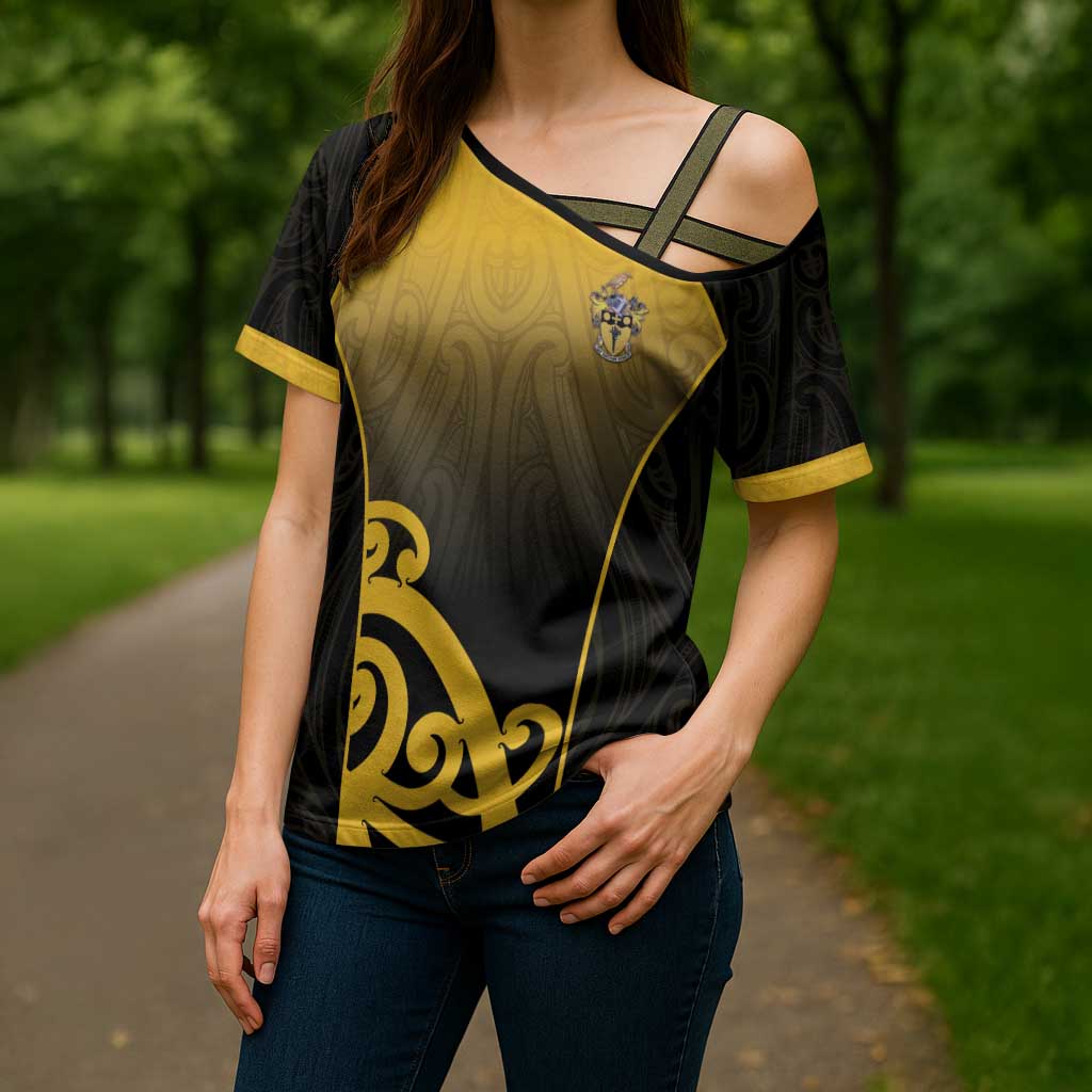 Custom Motueka High School Cross Shoulder Shirt Maori Koru Pattern
