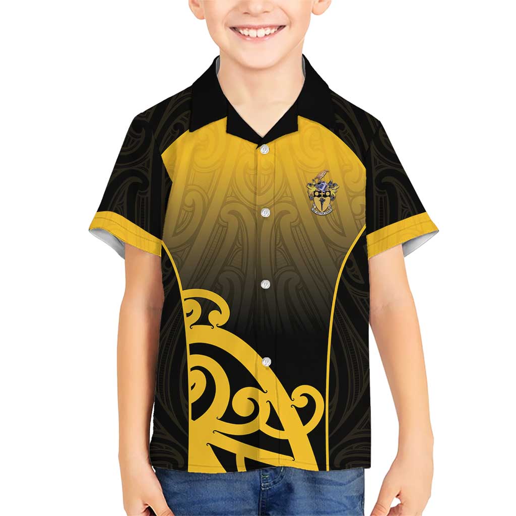 Custom Motueka High School Family Matching Off Shoulder Maxi Dress and Hawaiian Shirt Maori Koru Pattern