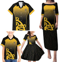 Custom Motueka High School Family Matching Puletasi and Hawaiian Shirt Maori Koru Pattern