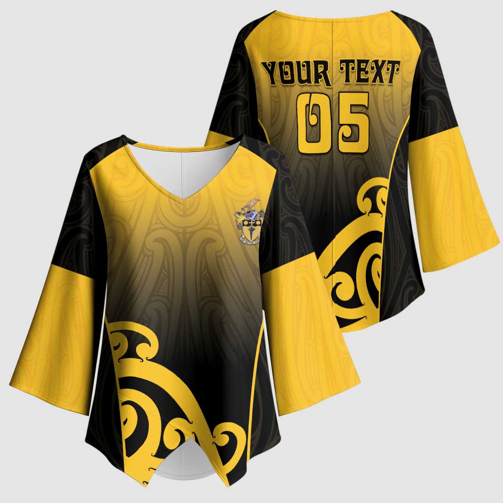 Custom Motueka High School Kimono Sleeve Blouse Maori Koru Pattern