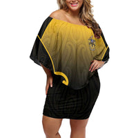 Custom Motueka High School Off Shoulder Short Dress Maori Koru Pattern