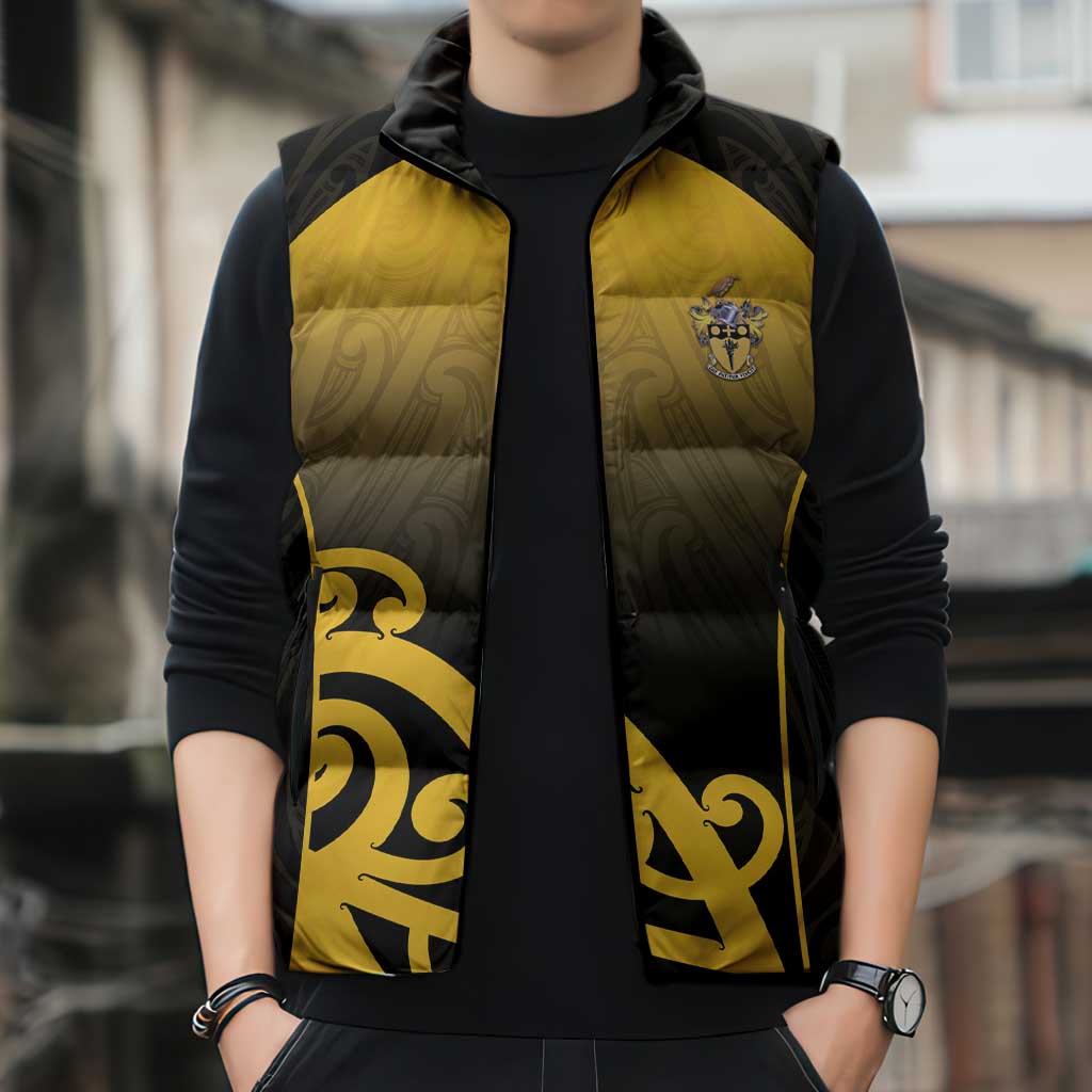 Custom Motueka High School Sleeveless Puffer Jacket Maori Koru Pattern