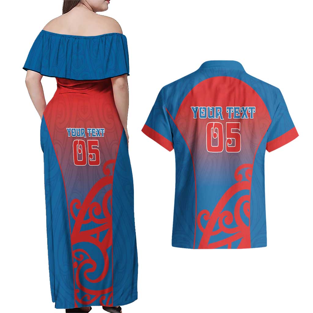 Custom St Joseph's Maori Girls' College Couples Matching Off Shoulder Maxi Dress and Hawaiian Shirt Maori Koru Pattern