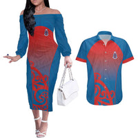 Custom St Joseph's Maori Girls' College Couples Matching Off The Shoulder Long Sleeve Dress and Hawaiian Shirt Maori Koru Pattern