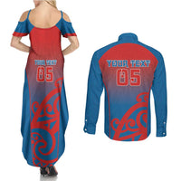 Custom St Joseph's Maori Girls' College Couples Matching Summer Maxi Dress and Long Sleeve Button Shirt Maori Koru Pattern