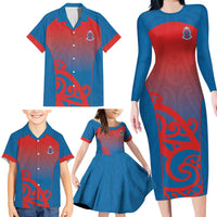Custom St Joseph's Maori Girls' College Family Matching Long Sleeve Bodycon Dress and Hawaiian Shirt Maori Koru Pattern