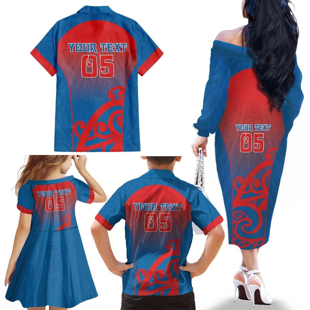Custom St Joseph's Maori Girls' College Family Matching Off The Shoulder Long Sleeve Dress and Hawaiian Shirt Maori Koru Pattern