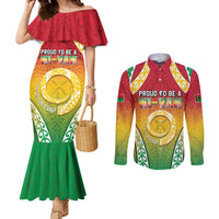 Personalised Vanuatu Couples Matching Mermaid Dress and Long Sleeve Button Shirt Proud To Be A Ni-Van With Tribal Pattern