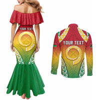 Personalised Vanuatu Couples Matching Mermaid Dress and Long Sleeve Button Shirt Proud To Be A Ni-Van With Tribal Pattern