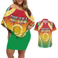 Personalised Vanuatu Couples Matching Off Shoulder Short Dress and Hawaiian Shirt Proud To Be A Ni-Van With Tribal Pattern