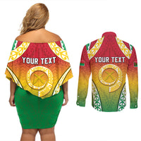 Personalised Vanuatu Couples Matching Off Shoulder Short Dress and Long Sleeve Button Shirt Proud To Be A Ni-Van With Tribal Pattern