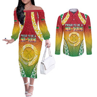 Personalised Vanuatu Couples Matching Off The Shoulder Long Sleeve Dress and Long Sleeve Button Shirt Proud To Be A Ni-Van With Tribal Pattern