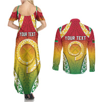 Personalised Vanuatu Couples Matching Summer Maxi Dress and Long Sleeve Button Shirt Proud To Be A Ni-Van With Tribal Pattern