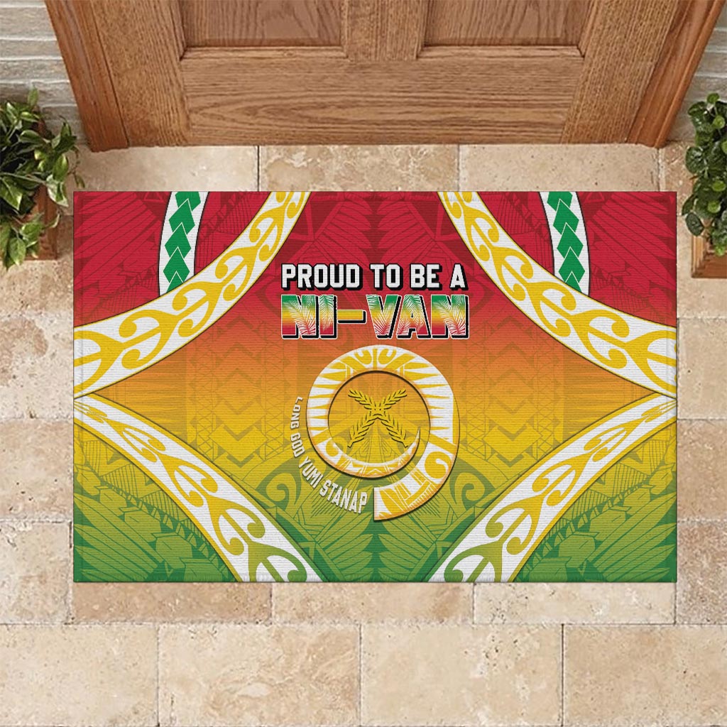 Vanuatu Rubber Doormat Proud To Be A Ni-Van With Tribal Pattern