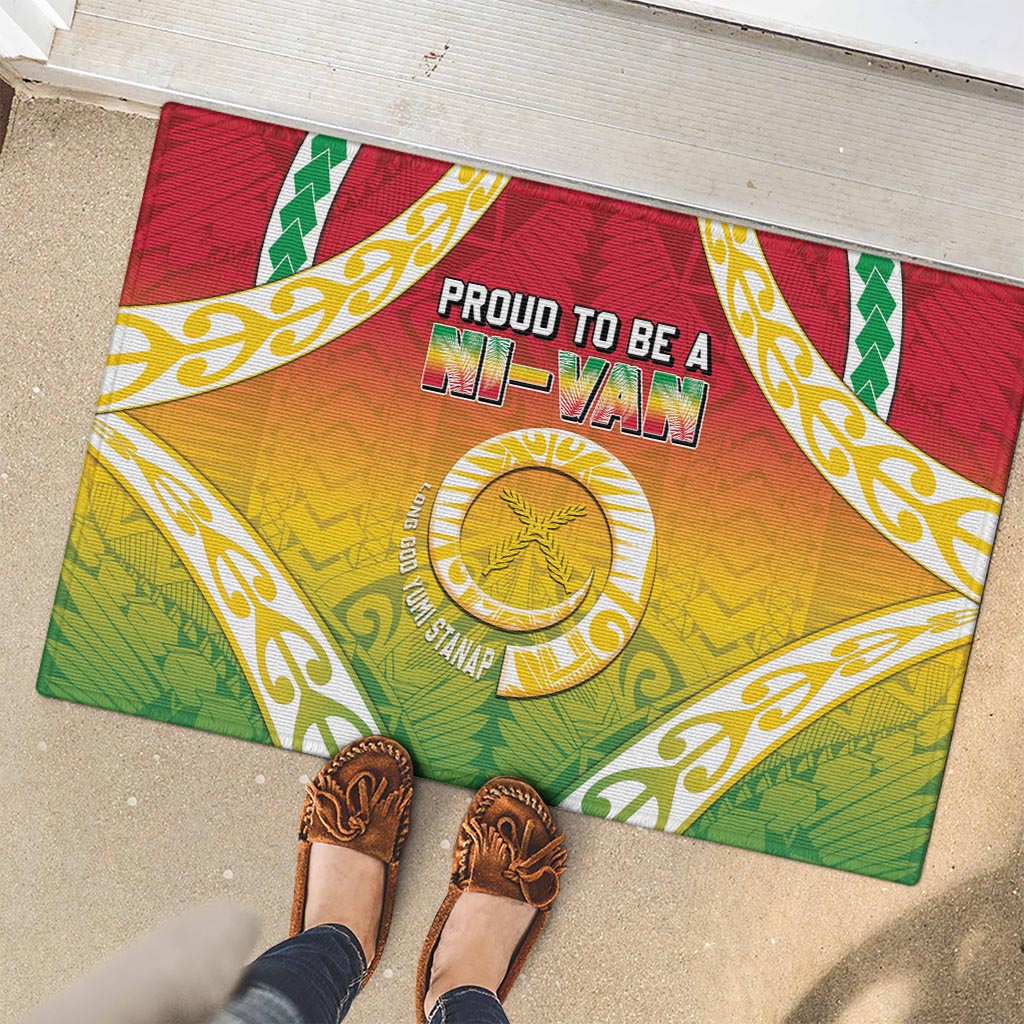 Vanuatu Rubber Doormat Proud To Be A Ni-Van With Tribal Pattern