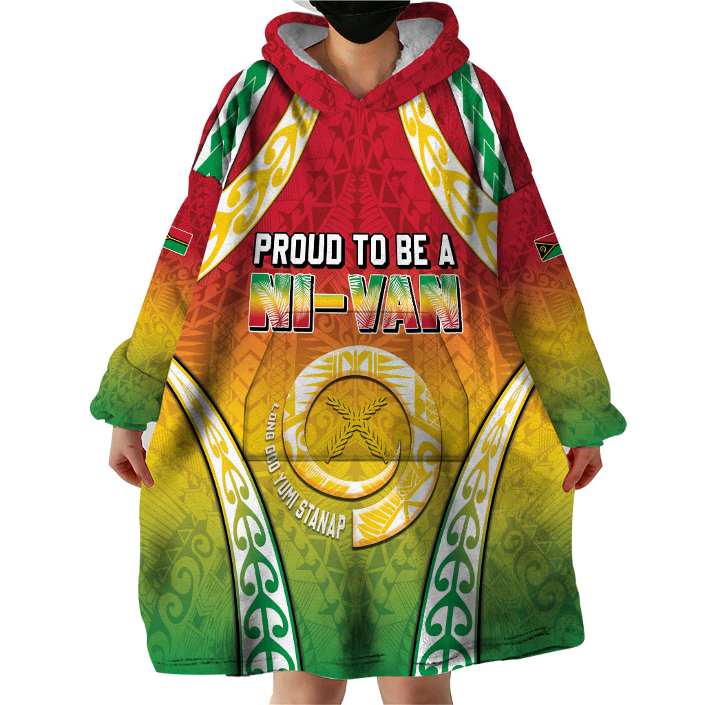 Personalised Vanuatu Wearable Blanket Hoodie Proud To Be A Ni-Van With Tribal Pattern