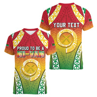 Personalised Vanuatu Women V-Neck T-Shirt Proud To Be A Ni-Van With Tribal Pattern
