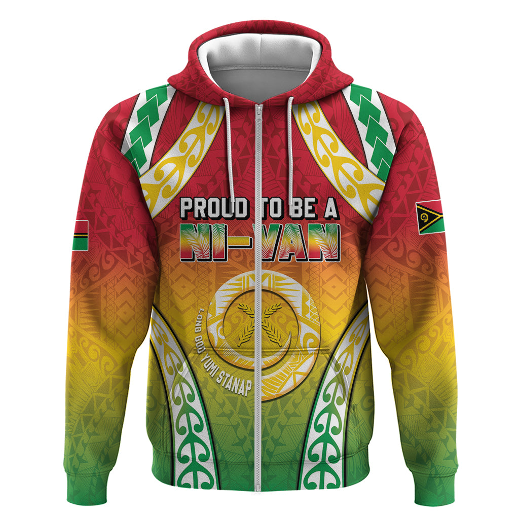 Personalised Vanuatu Zip Hoodie Proud To Be A Ni-Van With Tribal Pattern LT05 Zip Hoodie Reggae - Polynesian Pride