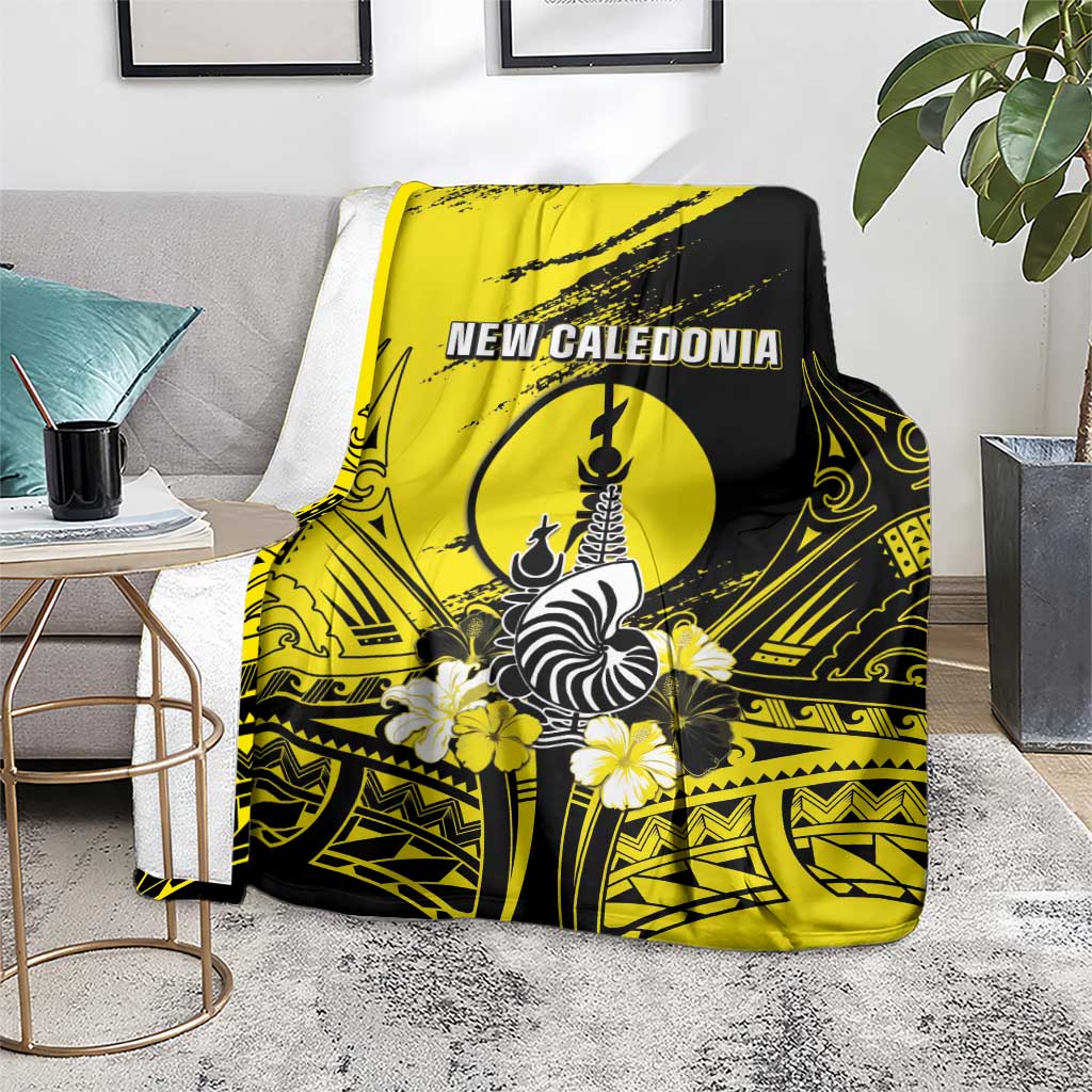 New Caledonia Day Blanket Kanaky Flag Coat Of Arms Polynesian Pattern