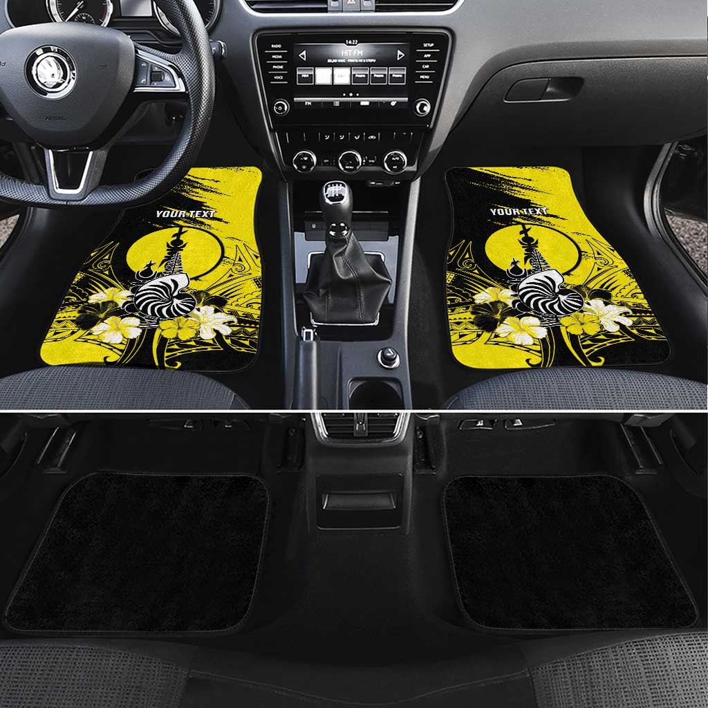 New Caledonia Day Car Mats Kanaky Flag Coat Of Arms Polynesian Pattern LT05 Set 4pcs Yellow - Polynesian Pride