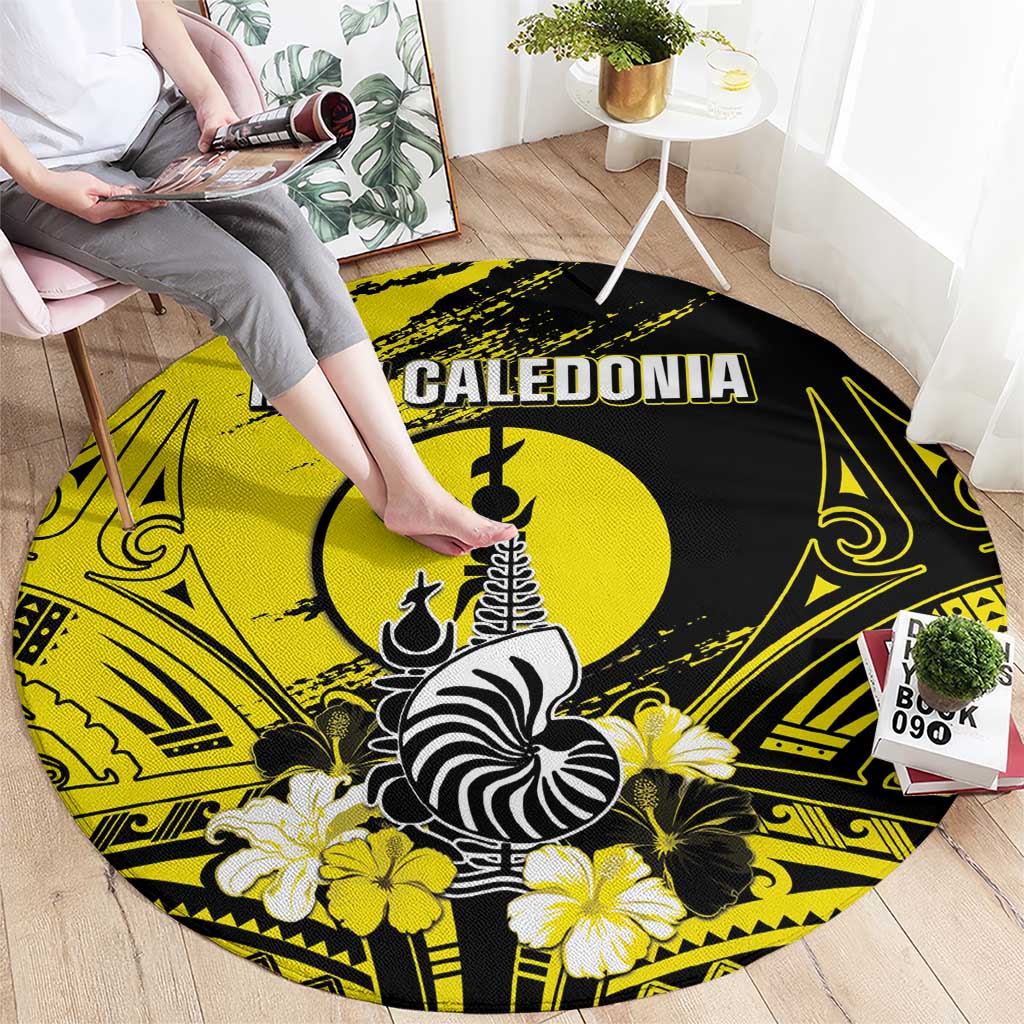 New Caledonia Day Round Carpet Kanaky Flag Coat Of Arms Polynesian Pattern LT05 - Polynesian Pride