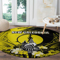 New Caledonia Day Round Carpet Kanaky Flag Coat Of Arms Polynesian Pattern LT05 - Polynesian Pride