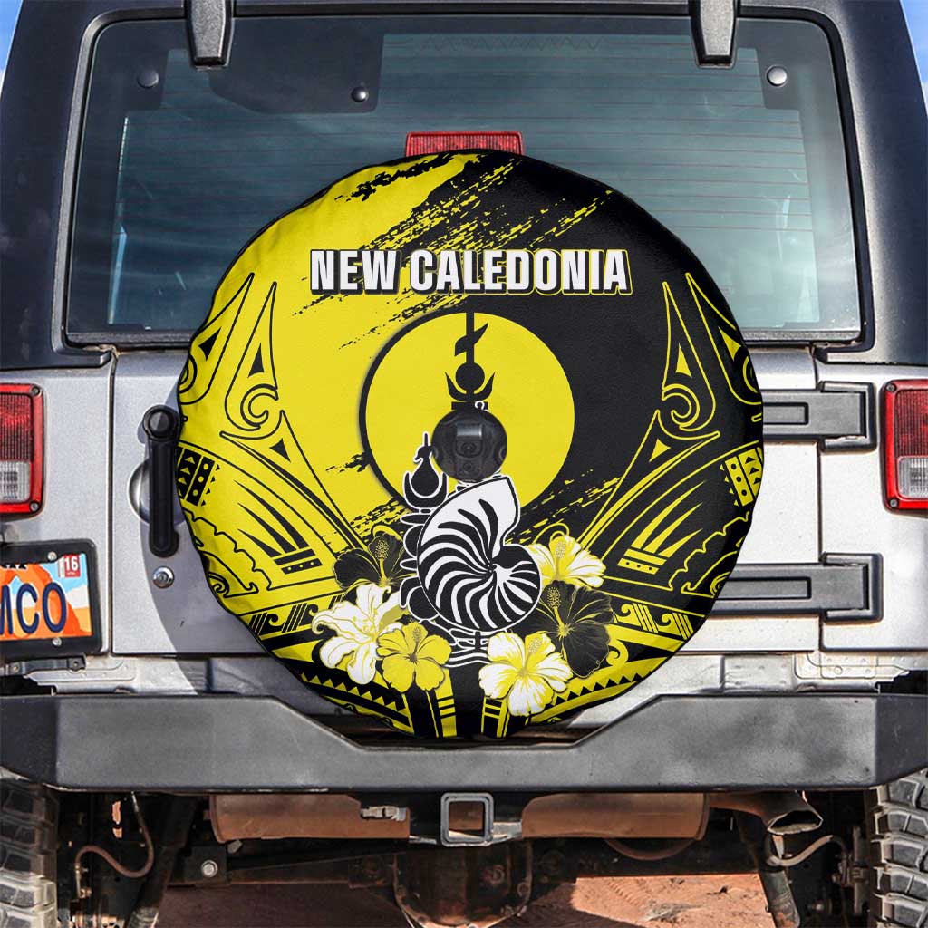 New Caledonia Day Spare Tire Cover Kanaky Flag Coat Of Arms Polynesian Pattern LT05 Yellow - Polynesian Pride