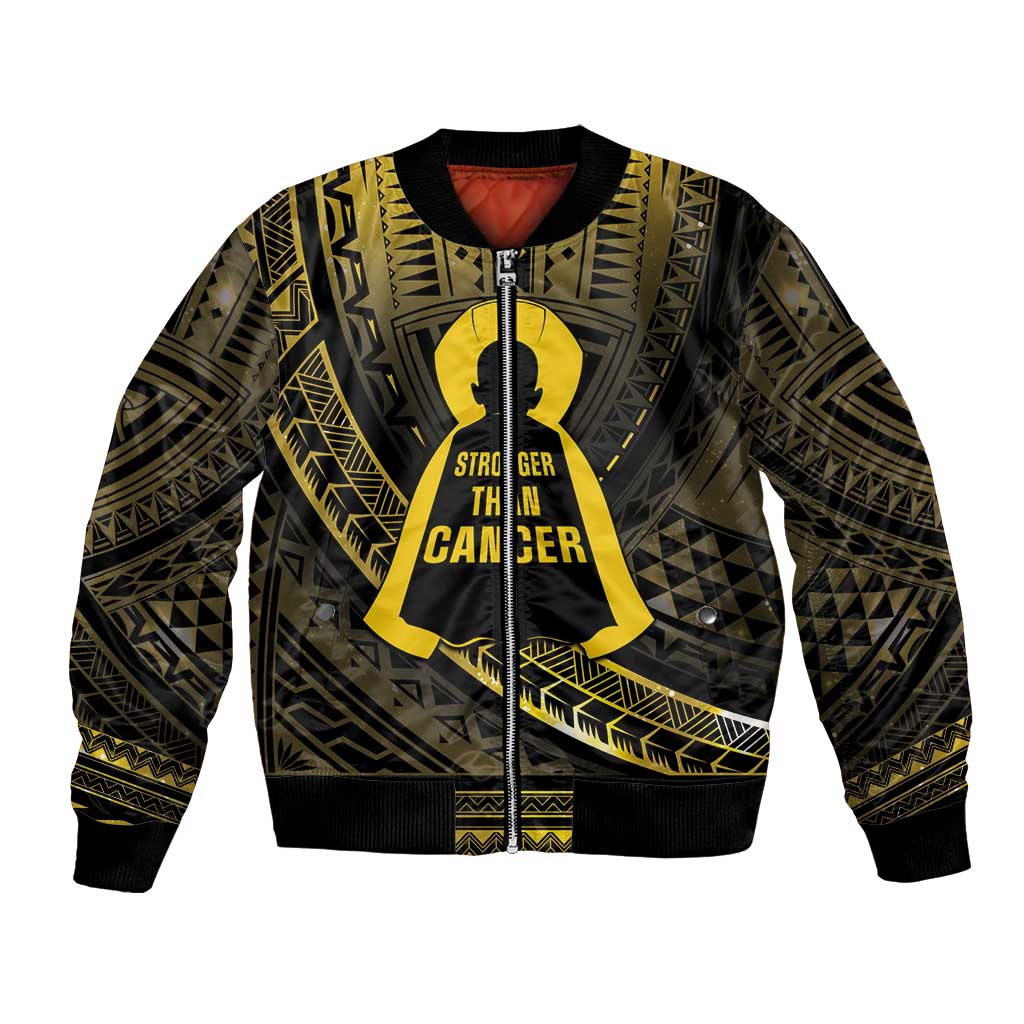 Personalised Polynesia Childhood Cancer Awareness Bomber Jacket You Are Stronger Than Cancer LT05 Unisex Black - Polynesian Pride
