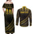 Personalised Polynesia Childhood Cancer Awareness Couples Matching Off Shoulder Maxi Dress and Long Sleeve Button Shirt You Are Stronger Than Cancer