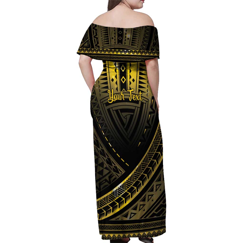 Personalised Polynesia Childhood Cancer Awareness Family Matching Off Shoulder Maxi Dress and Hawaiian Shirt You Are Stronger Than Cancer