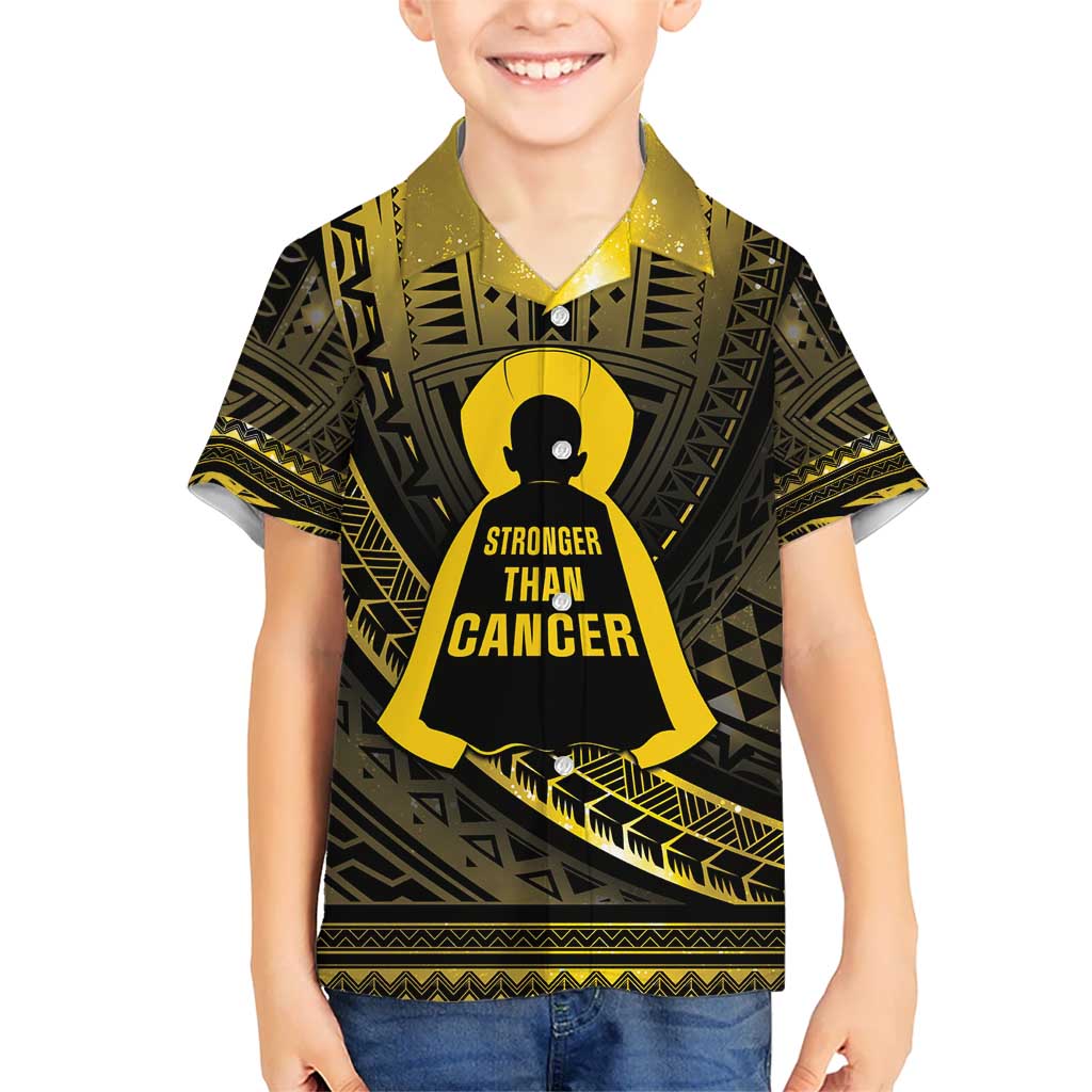 Personalised Polynesia Childhood Cancer Awareness Kid Hawaiian Shirt You Are Stronger Than Cancer