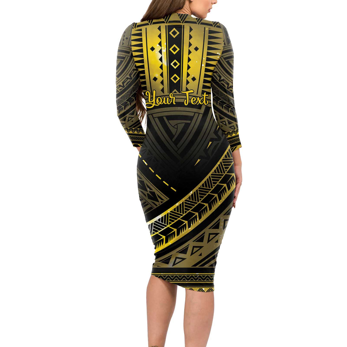 Personalised Polynesia Childhood Cancer Awareness Long Sleeve Bodycon Dress You Are Stronger Than Cancer