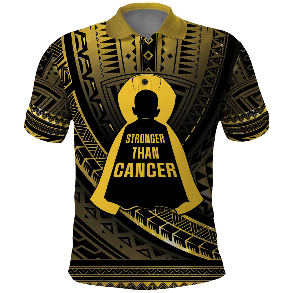 Personalised Polynesia Childhood Cancer Awareness Polo Shirt You Are Stronger Than Cancer