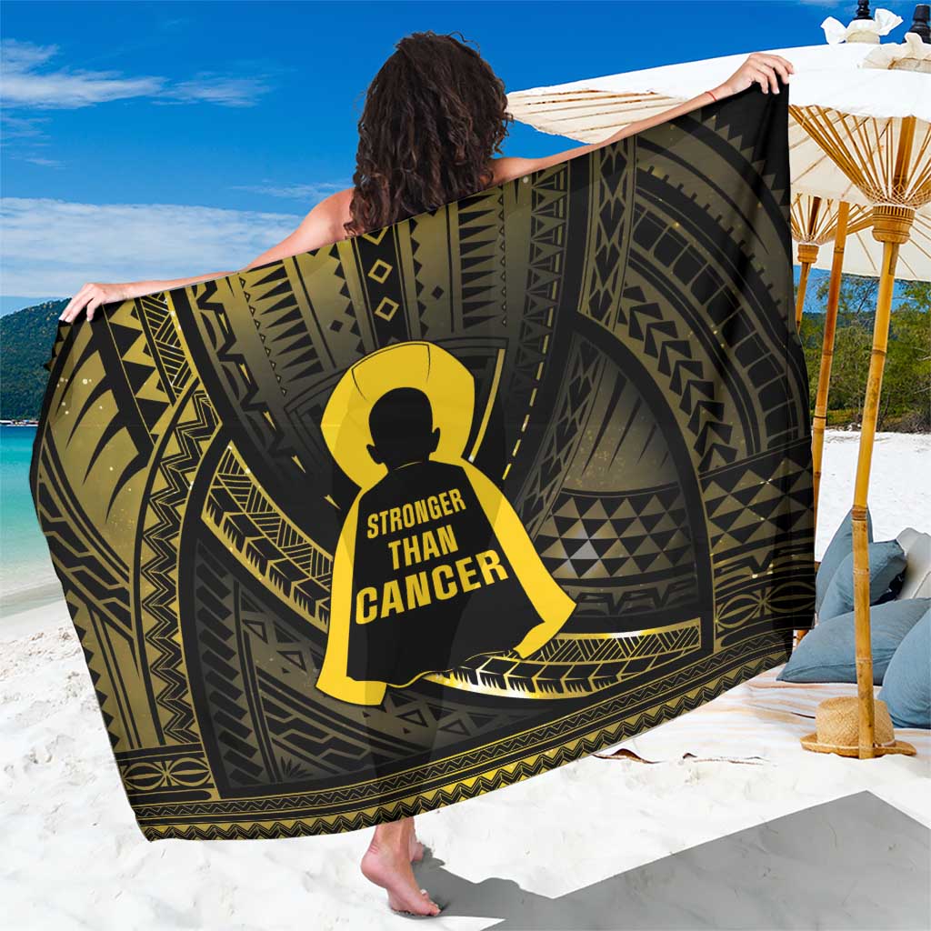 Polynesia Childhood Cancer Awareness Sarong You Are Stronger Than Cancer LT05 One Size 44 x 66 inches Black - Polynesian Pride