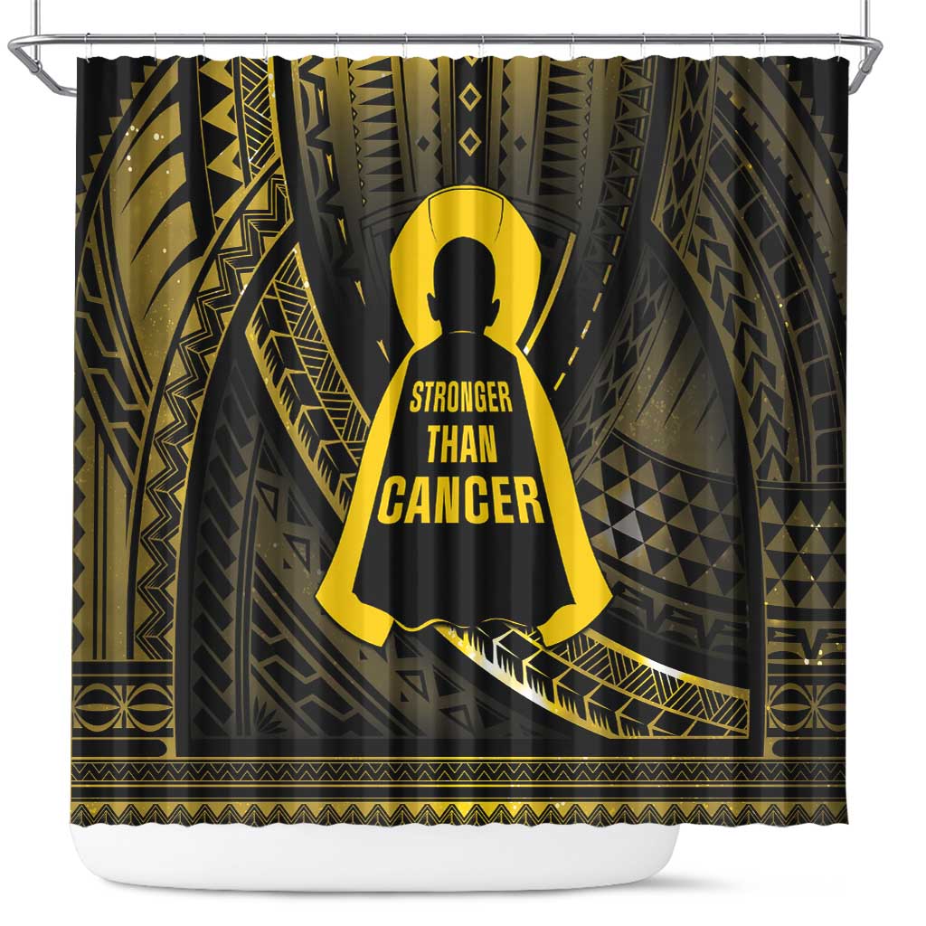 Polynesia Childhood Cancer Awareness Shower Curtain You Are Stronger Than Cancer LT05 Black - Polynesian Pride