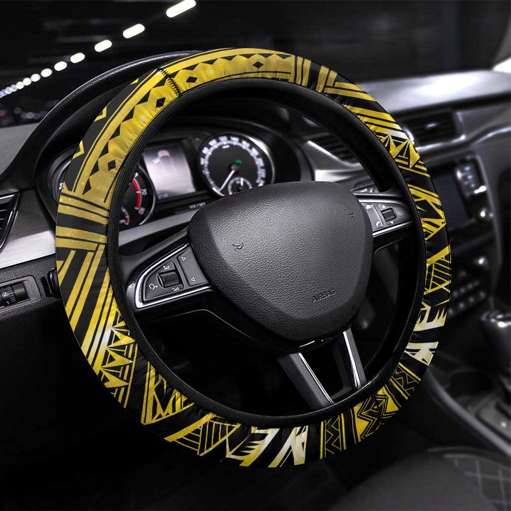 Polynesia Childhood Cancer Awareness Steering Wheel Cover You Are Stronger Than Cancer LT05 Universal Fit Black - Polynesian Pride